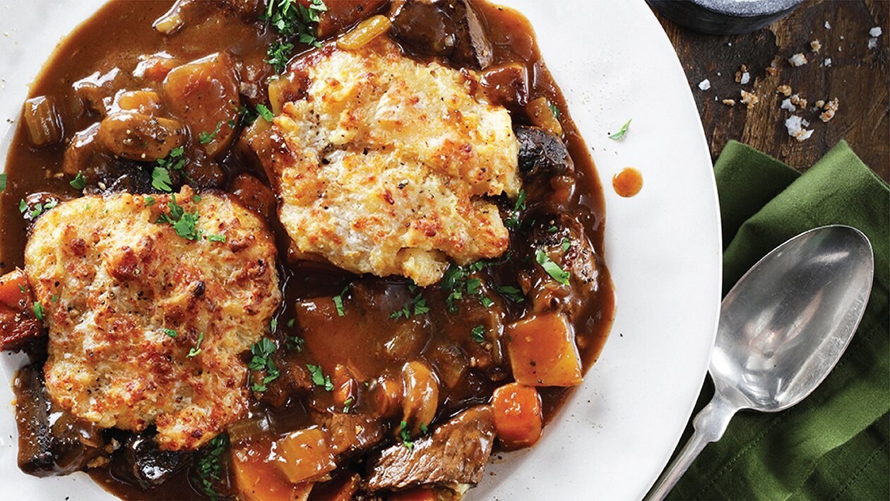 Beef Stew with Cheddar Dumplings