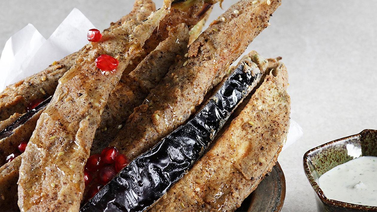 Frites d'aubergines au miel de Za'atar – Recette