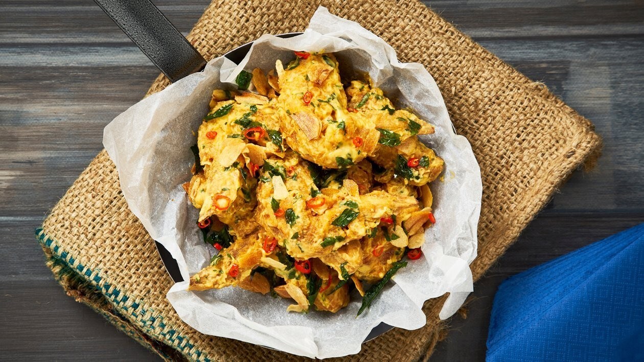 Fried food in a pan Fried food in a pan